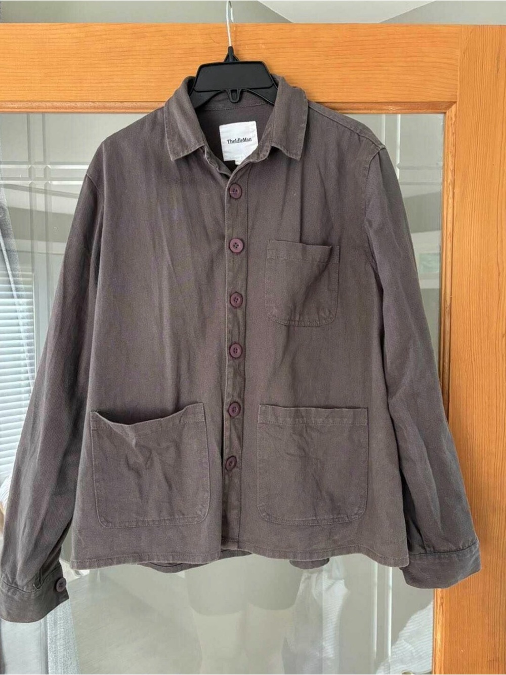 Casual Button-Front Chore Jacket in Washed Charcoal